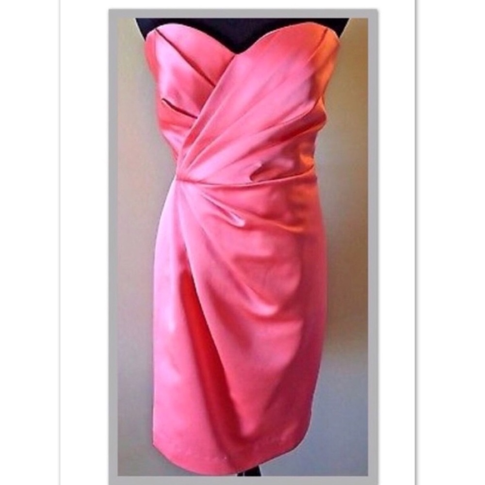 NWT Strapless satin guava pink dress